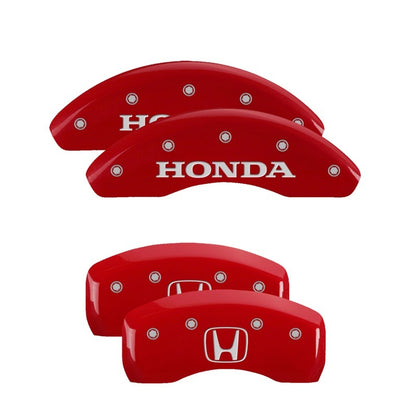 MGP 4 Caliper Covers Engraved Front 2016/CIVIC Engraved Rear 2016/CIVIC Red finish silver ch