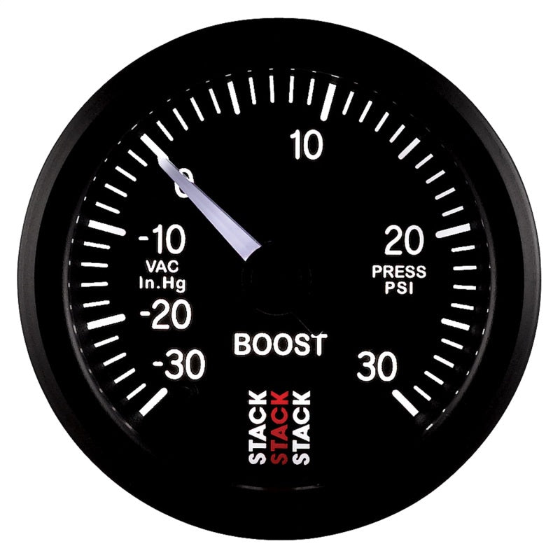 Autometer Stack 52mm -30INHG to +30 PSI (Incl T-Fitting) Pro Stepper Motor Boost Press Gauge - Black