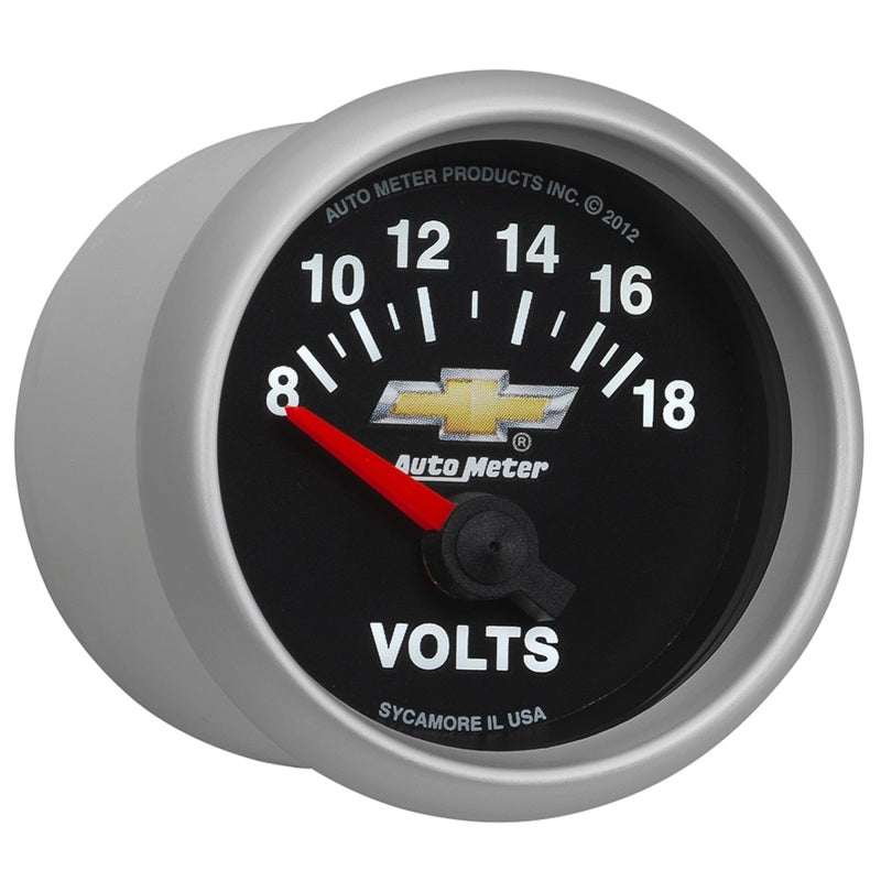 AutoMeter Gauge Voltmeter 2-1/16in. 18V Electric Chevy Gold Bowtie