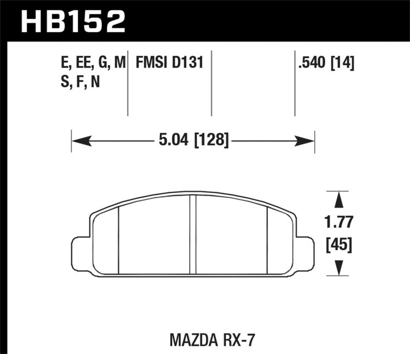 Hawk 84-91 Mazda RX-7 DTC-60 Race Front Brake Pads