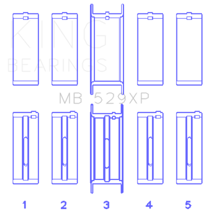 King Ford 260ci/289ci/302/5.0L Windsor (Size STDX) Crankshaft Main Bearing Set (Set of 5)