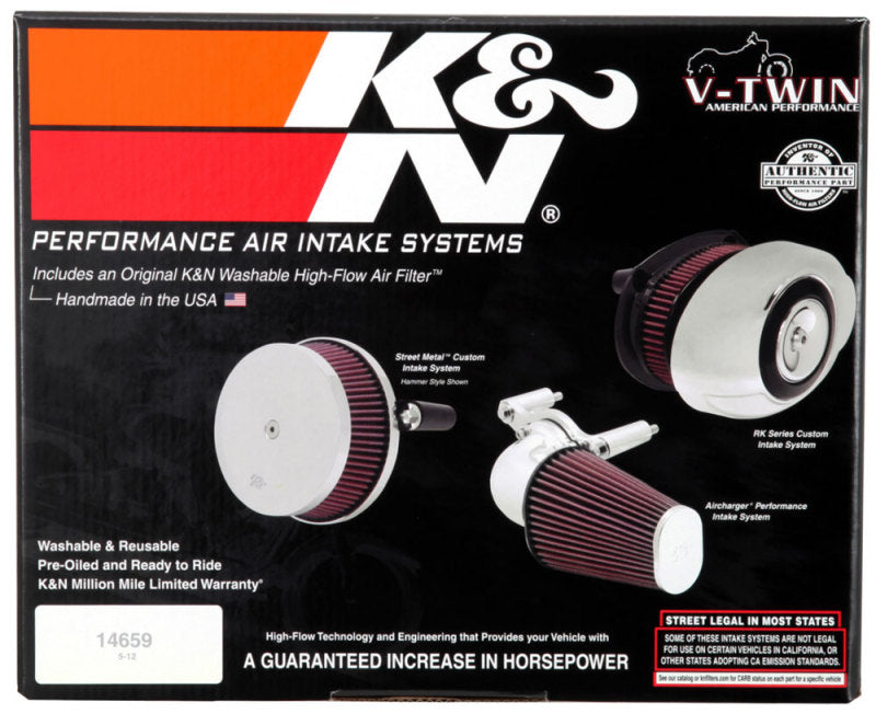 K&N 00-16 Harley Davidson Street Metal Intake System Flare Black