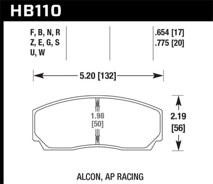 Hawk AP CP3307 / CP5040-5S4 / CP5200 (SC250) Caliper HT-10 Race Brake Pads