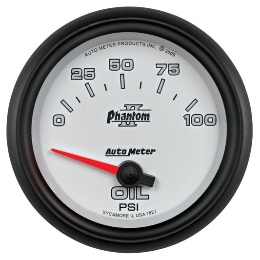 Autometer Phantom II 2 5/8in 0-100 PSI Short Sweep Electronic Oil Pressure Gauge