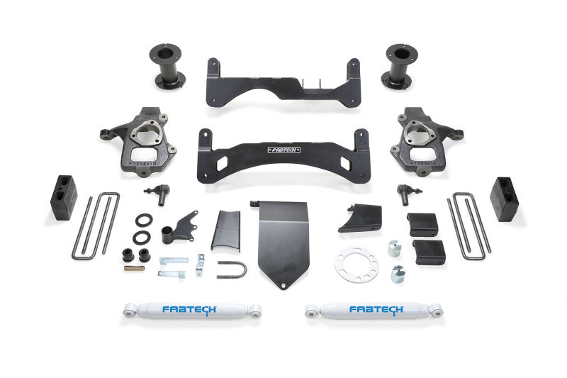 Fabtech 14-18 GM C/K1500 P/U w/oE Alm Or Stmp Stl UCA 6in Basic Sys G2 w/Perf Shks