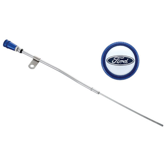 Ford Racing Dipstick Kit - Anodized Aluminum Handle w/ Embossed Ford Logo
