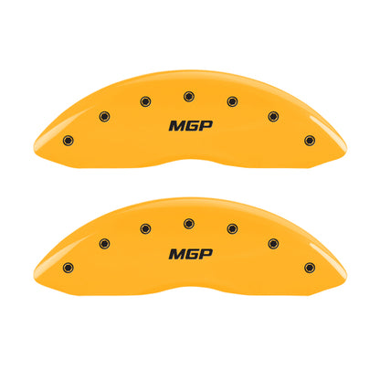 MGP 4 Caliper Covers Engraved Front & Rear MGP Yellow finish black ch