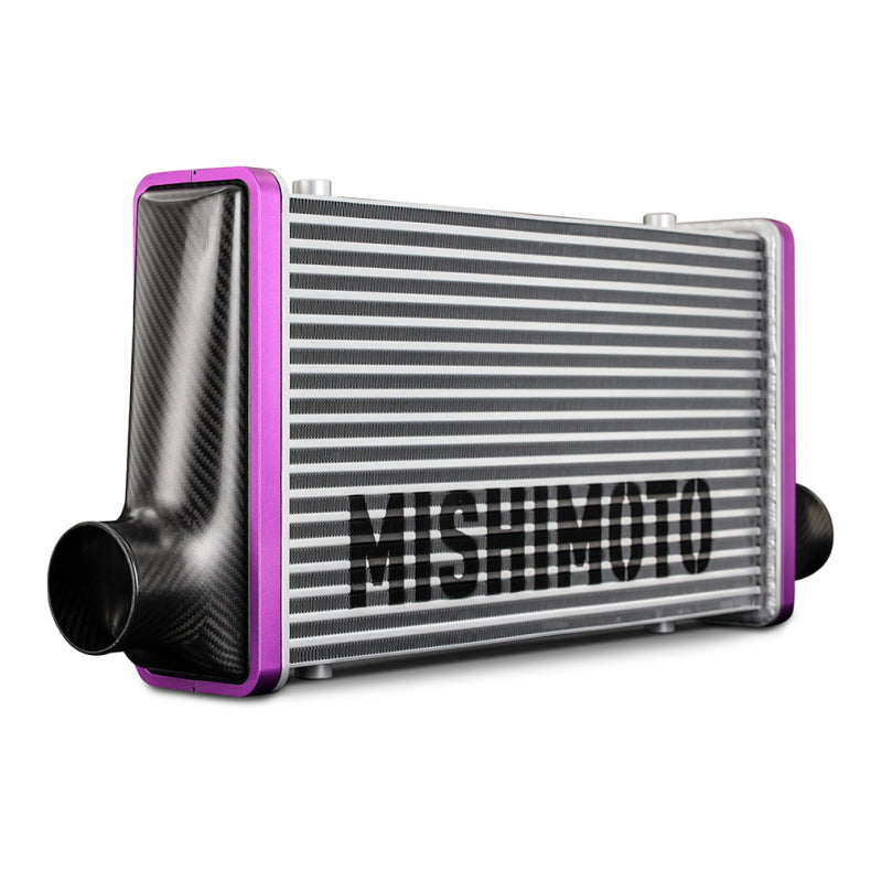 Mishimoto Universal Carbon Fiber Intercooler - Gloss Tanks - 525mm Black Core - C-Flow - P V-Band