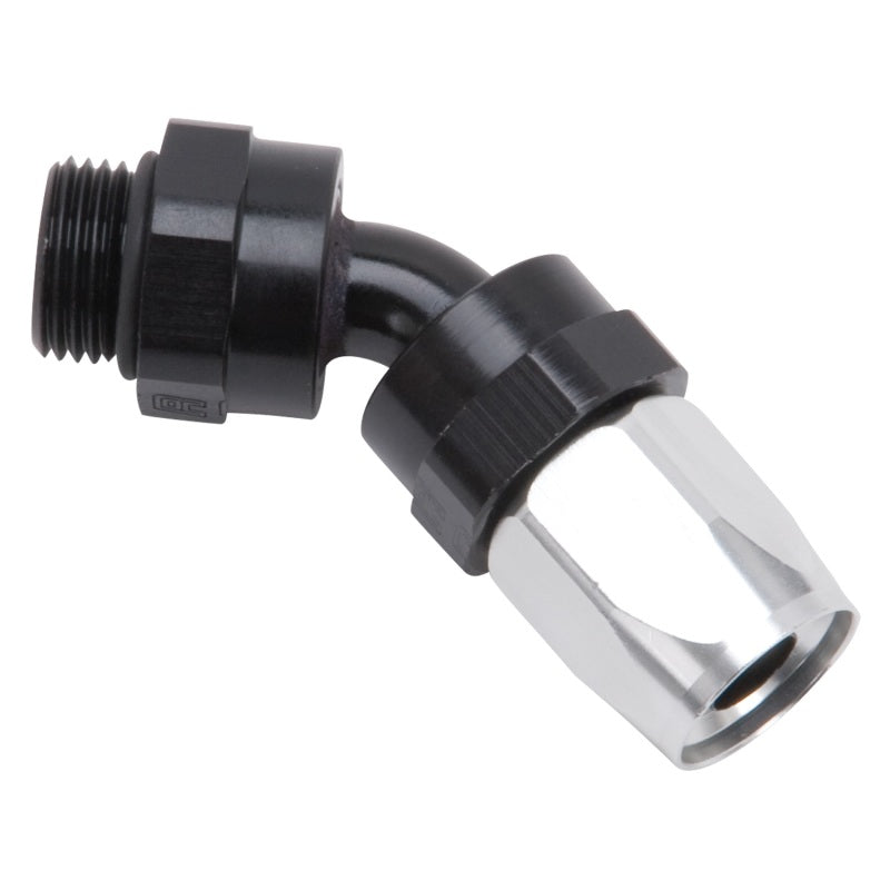 Russell Performance Hose End #8 to #8 Radius Inlet Port 45 Deg Blk/Clr