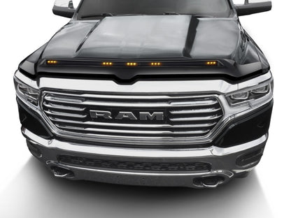 AVS 19-22 Ram 1500 Aeroskin Hood Shield Color Match w/ Lights - Diamond Black