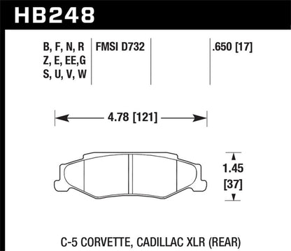 Hawk 97-12 Corvette/01-04 Z06/05-09 Z51 Blue 9012 Race Rear Brake Pads