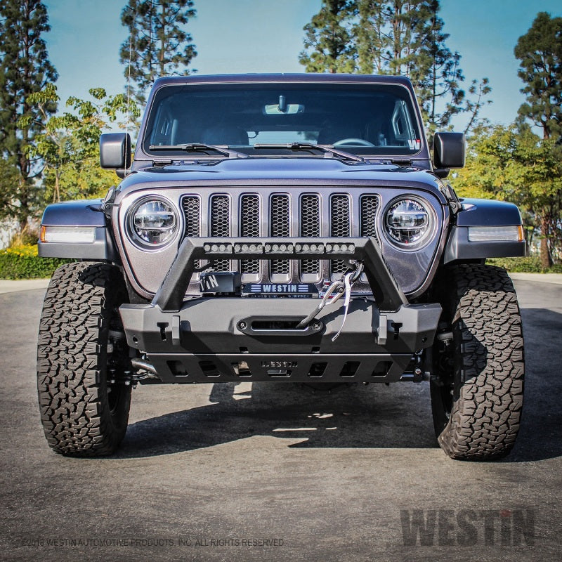 Westin 18-19 Jeep Wrangler JL Stubby Front Bumper - Textured Black