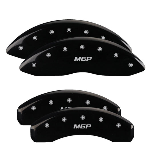 MGP 4 Caliper Covers Engraved F&R MGP Black Finish Silver Characters 11-18 Jeep Grand Cherokee