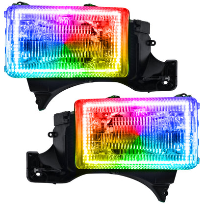 Oracle 94-02 Dodge Ram Pre-Assembled Halo Headlights - ColorSHIFT w/ Simple Controller SEE WARRANTY