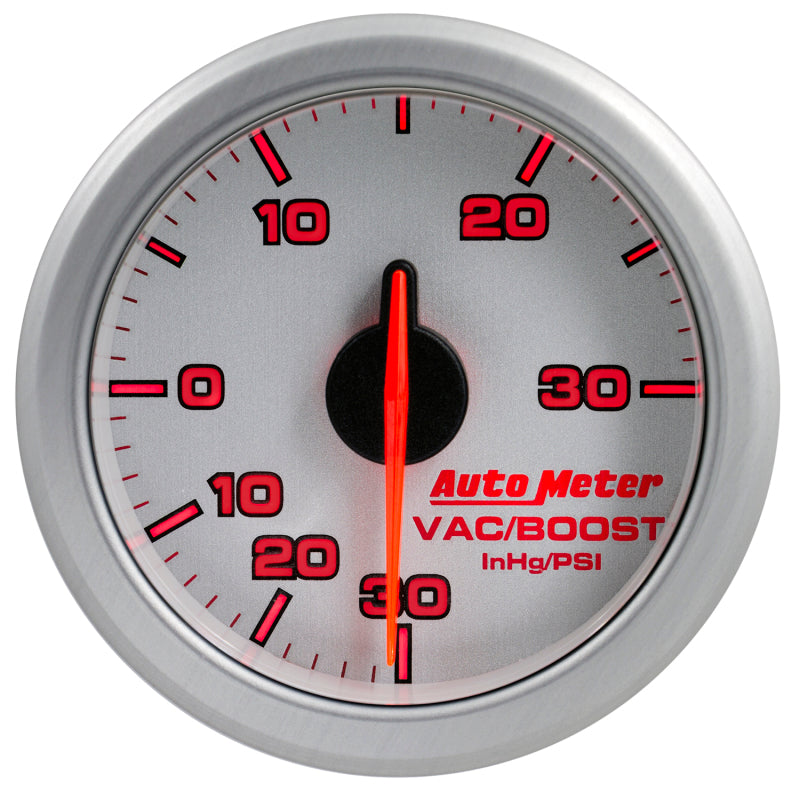 Autometer Airdrive 2-1/6in Boost/Vac Gauge 30in HG/30 PSI - Silver