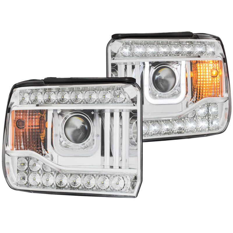 ANZO 2014-2015 Gmc Sierra Projector Headlights w/ U-Bar Chrome