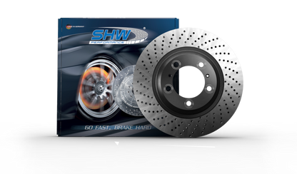 SHW 95-98 Porsche 911 Carrera 3.6L Left Front Cross-Drilled Monobloc Brake Rotor (99335104301)