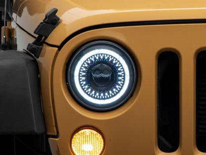 Raxiom 07-18 Jeep Wrangler JK Axial Series 7-In Dragon Eye LED Headlights- Blk Housing (Clear Lens)