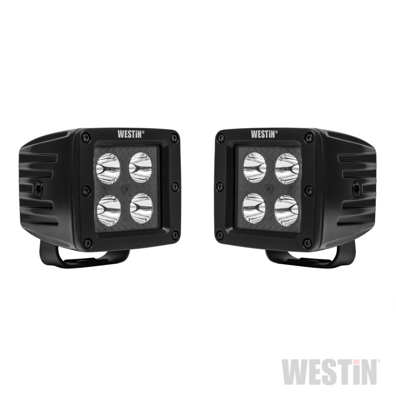 Westin HyperQ LED Auxiliary Lights 3in x 3in cube 20w Flood - Black