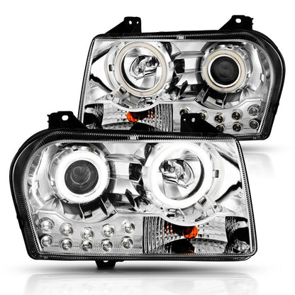 ANZO 2005-2010 Chrysler 300 Projector Headlights w/ Halo Chrome