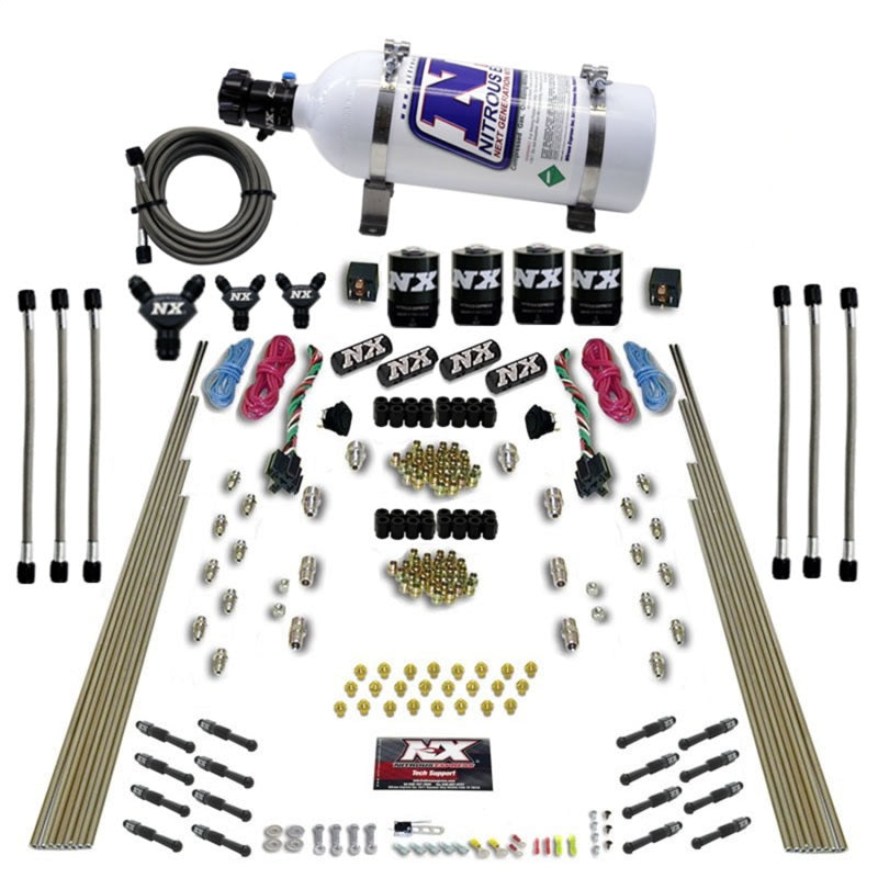 Nitrous Express 8 Cyl Dry Direct Port Dual Stage 4 Solenoids Nitrous Kit (200-600HP) w/5lb Bottle