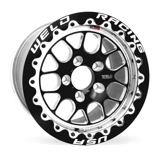 Weld S77 15x9.33 / 5x4.5 BP / 6.5in. BS Black Wheel (Medium Pad) - Black Single Beadlock MT