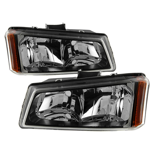 Xtune Chevy Silverado 1500/2500/3500 03-06 Crystal Headlights Black HD-JH-CSIL03-BK-AM