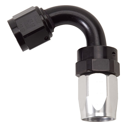 Russell Performance -10 AN Black/Silver 120 Degree Tight Radius Full Flow Swivel Hose End