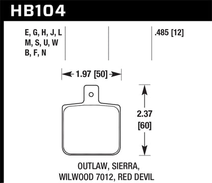 Hawk Sierra/Outlaw/Wilwood Blue 9012 Race Brake Pads