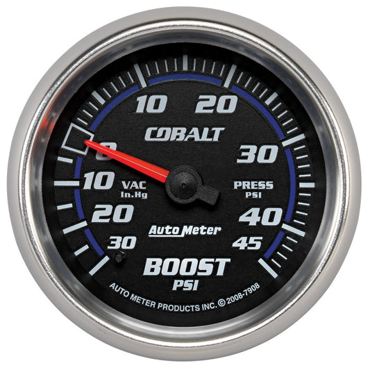 AutoMeter Gauge Vac/Boost 2-5/8in. 30Inhg-45PSI Mechanical Cobalt