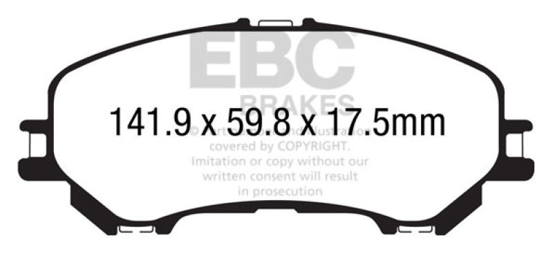 EBC 14+ Nissan Rogue 2.5 2 row seating Yellowstuff Front Brake Pads