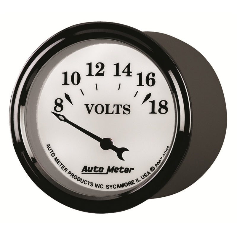 AutoMeter Gauge Voltmeter 2-1/16in. 18V Elec Old Tyme White II