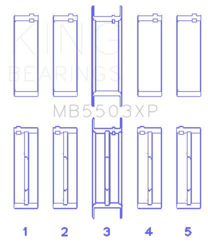 King Ford V8 351ci 5.8L 16v Cleveland Crankshaft Main Bearing Set (Set of 5)